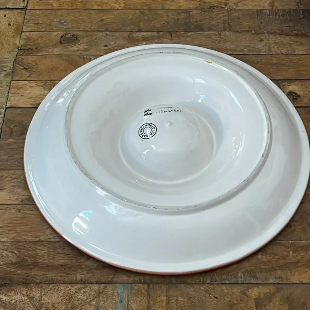World Bazaar Inc Chip & Dip Plate Serving Dish Ceramic Large 13”